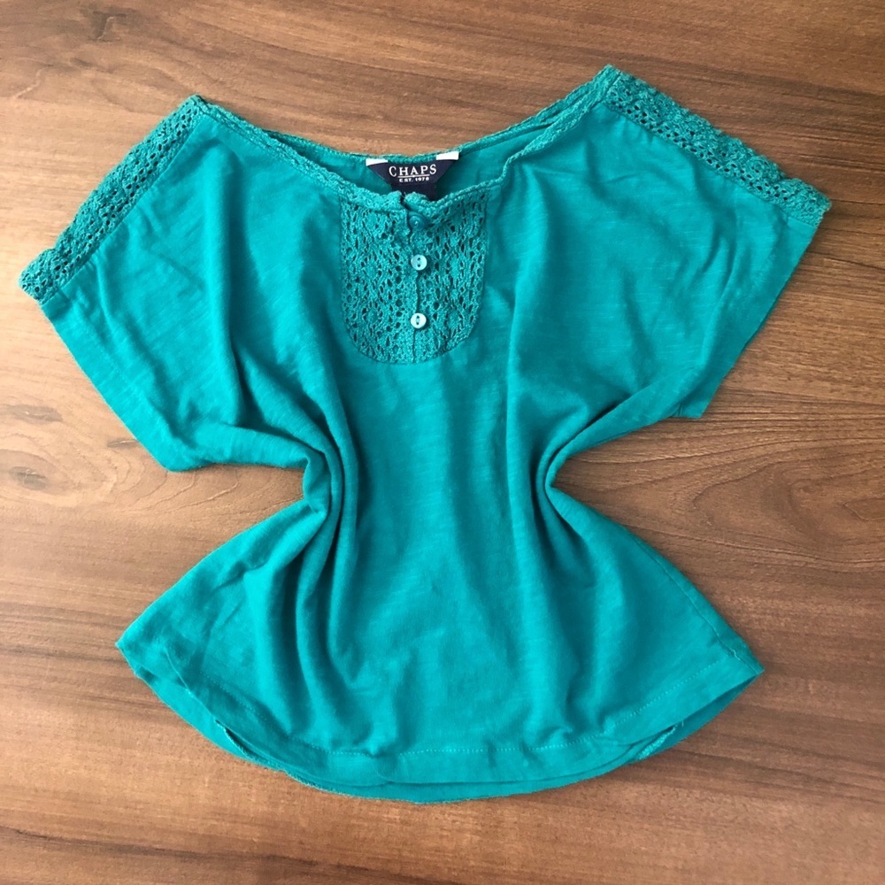 3/$30 Chaps Teal Crop Top